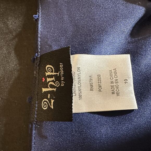 2Hip By Wrapper Girls Dress Blue Dots W/ Under Skirt Size 10 - Picture 2 of 8